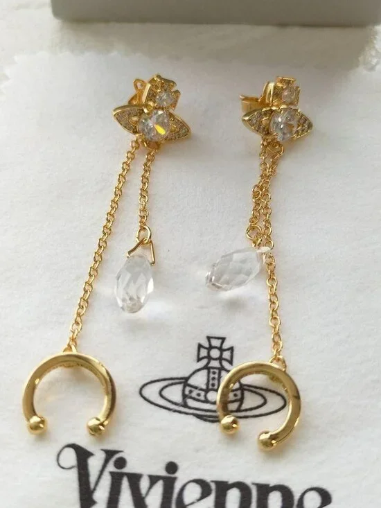 Vivienne Westwood Earrings Pierced HENRIETTE Drop Gold - Picture 6 of 7